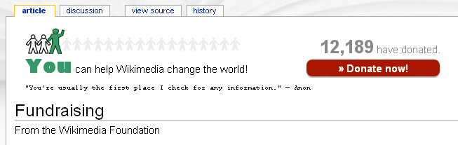 Wikimedia fund raiser meter, new version, English Wikipedia Homepage 04.11.07